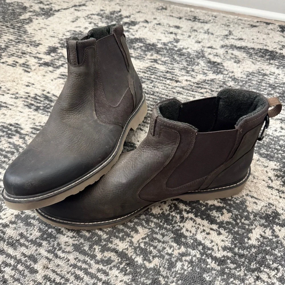 Dunham Mens Waterproof Leather Chelsea Boots Dark‎ Brown CH6618 Size 16 D